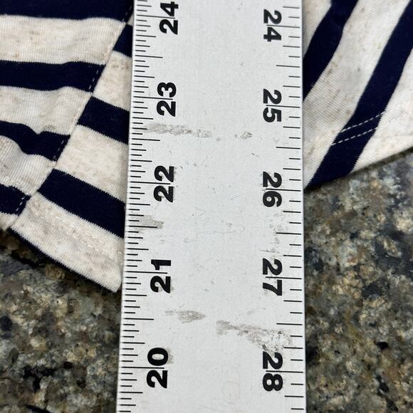 89th Madison Women Top 1X Beige Blue Striped Short Sleeve Rayon Blend Minimalist - Picture 5 of 8